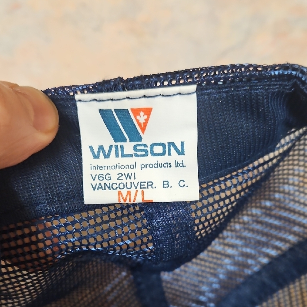 Vintage Edmonton Oilers Wilson Dead Stock Navy Blue Mesh Cap NHL Perfect - Picture 6 of 7